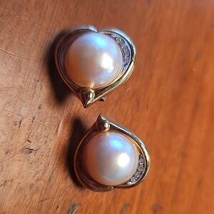 Mabe And Diamond Pearl Earrings